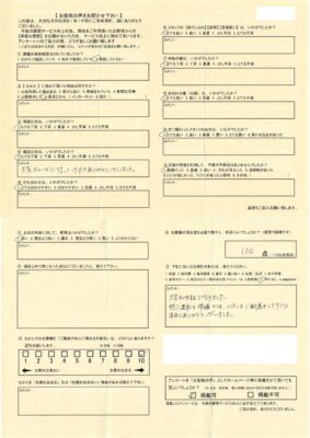 １００点「大変お世話になりました。特に遺影の準備ではいろいろご配慮を下さり本当にありがとうございました。」